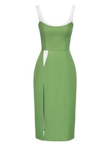 POST MERIDIEM платье миди с кружевной вставкой, зеленый