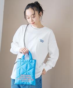 Двусторонняя стеганая сумка через плечо с вышитым логотипом и геометрическим узором Coen, цвет Lt.Blue