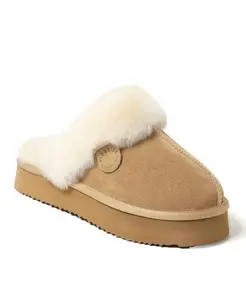 Fireside by Women's Melton - Домашние тапочки-шлепанцы на платформе из натуральной овчины Dearfoams, коричневый/бежевый