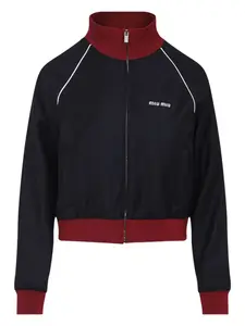 Шерстяная куртка в тонкую полоску MIU MIU, синий