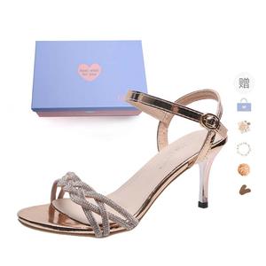 Xingdiman Сандалии женские с одной застежкой шампань в подарочной упаковке с подарком, цвет Champagne[Gift Box Set](Gift Included)