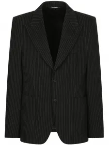 Однобортный пиджак в тонкую полоску DOLCE & GABBANA, черный