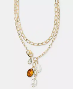 Многослойное ожерелье-лариат со смешанными подвесками, 16-1/2 дюйма + удлинитель 3 дюйма, эксклюзивно в Macy's I.N.C. International Concepts, gold/pearl