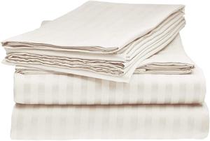 Комплект постельного белья в полоску Twin SRP Linen, бело-кремовый