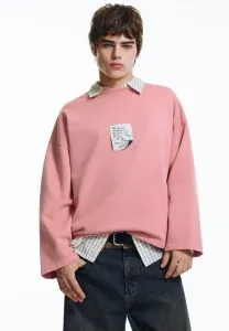 Толстовка с круглым вырезом и этикеткой Pull&Bear, Pink