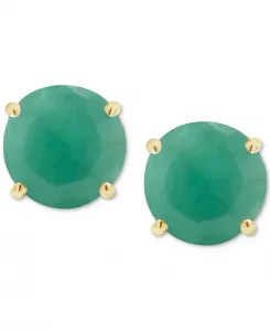 Серьги-Гвоздики с сапфирами-солитерами (1-1/5 карата) из 14-каратного золота (также с изумрудами и рубинами) Macy'S, emerald