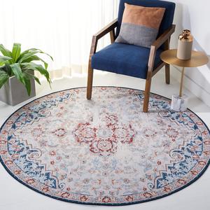 Ковер SAFAVIEH, 183 x 183 см,  Washable коллекции Tucson, цвет beige & rust, противоскользящий, идеален для помещений с высокой проходимостью: гостиная, прихожая, спальня, домашний офис, столовая (TSN117B-6R)