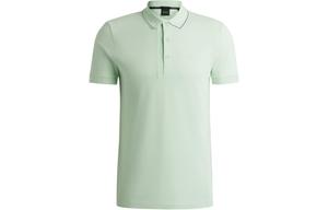 Хлопковая пике поло приталенного кроя с тоновым логотипом Мужская светло-зеленая HUGO BOSS