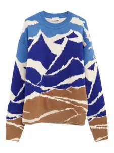 Свитер с жаккардовым узором "горы" MONCLER, синий