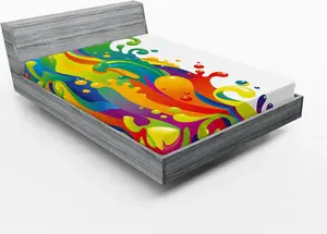 Простыня на резинке ABAKUHAUS Psychedelic, цифровая печать, жидкий, разноцветный, радужно-брызговой, психоделический, современный дизайн, 150 x 190 см, многоцветная Abakuhaus