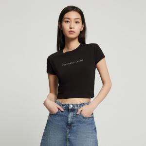 Футболка женская Calvin Klein Jeans с принтом и круглым вырезом, светлый хаки