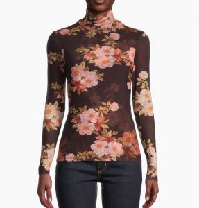 Johnny Was Women Spell Of Winonna Футболка с длинным рукавом и воротником-стойкой из сетки Multi