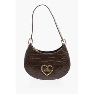 Сумка-хобо из искусственной кожи с эффектом крокодила LOVE Moschino, Brown