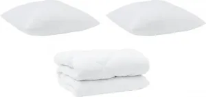 Одеяло с подушкой из 3 предметов, белая микрофибра и пуховые перья vidaXL