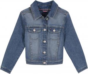 Классическая джинсовая куртка Tommy Hilfiger для девочек, джинсовое пальто с вышитым логотипом и передними карманами, Dekalb Wash