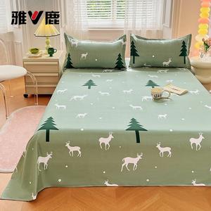 Yalu Простыня односпальная 150х230 см, принт Forest Deer, дышащая, мягкая