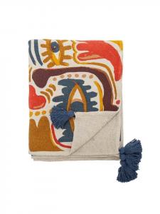 Одеяло HORUS, оранжево-коричневое с синими кистями Bloomingville