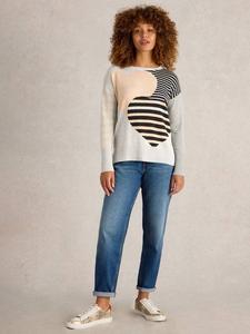 Оливковое органический хлопок сердце джемпер в полоску White Stuff, цвет Grey/Multi