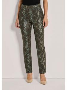 MADELEINE Прямые трикотажные брюки цвета хаки с животным принтом