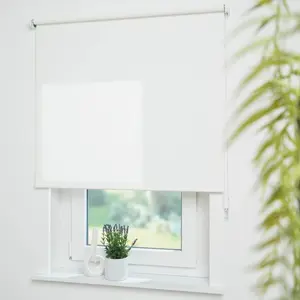 Рулонные шторы Liedeco с боковым открыванием «Uni», светозащита, с отверстием, свободно висят, возможен монтаж без сверления, для крепления с помощью отдельного зажимного уголка, белый