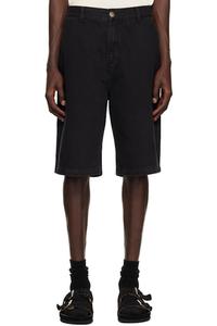Черные джинсовые шорты с твиловыми нашивками Palmes