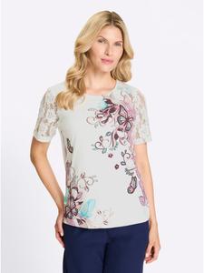 Кружевная рубашка цвета экрю с принтом пыльной розы Sieh an!