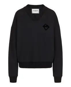 Черная толстовка с V-образным вырезом и тисненым логотипом. Iceberg, черный