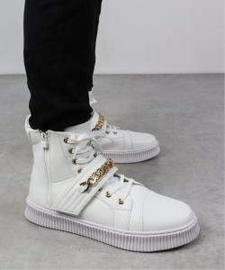 Мужской комплект уличной одежды: высокие кроссовки с цепочкой1890 Lovehunter, цвет White