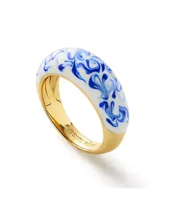 Эмалевое кольцо - мрамор ренли синего цвета Ana Luisa, gold