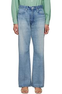 Селвидж выцветшие светлые джинсы Auralee, индиго