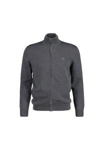 Кардиган мужской - CASUAL COTTON ZIP CARDIGAN, воротник стойка, хлопок GANT, серый
