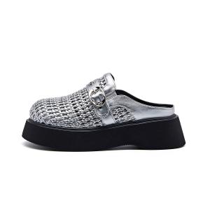 AQUASCUTUM Женские плетеные бесшумные закрытые тапочки Silver, цвет Silver