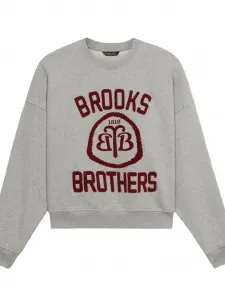 Свитшот с вышитым логотипом и круглым вырезом Brooks Brothers, серый