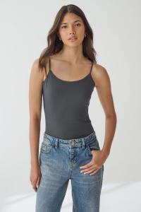Боди из полиамида с тонкими бретелями без рукавов Next, серый