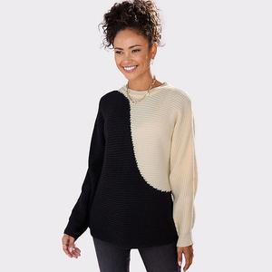 Женский свитер с цветными блоками Lascana, Beige And Black