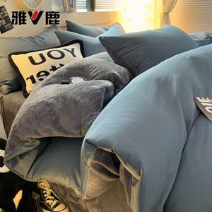 Yalu Пододеяльник 180х220 см, односторонний вельвет, цвет светло-голубой + светло-серый