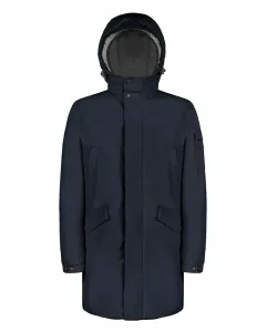 Мужская длинная парка с утеплителем из переработанных материалов Geox, темно-синий