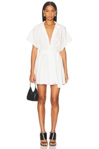 Супероверсайз бесшовный бойфренд-рубашка расклешенное мини-платье Norma Kamali, Snow White