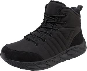 Женские и мужские зимние снегоступы, водонепроницаемые, с теплой меховой подкладкой, противоскользящие, ботинки на щиколотку, повседневные, легкие походные ботинки, унисекс, средние по высоте, для прогулок Generic, черный