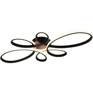 TRIO Светильники светодиодный потолочный светильник FLY, потолочный светильник LED 32 Вт 3900 люмен 3000K с регулировкой яркости в 3 ступени LED панель 1 шт. теплый белый, размеры 83x45 см, лампа-потолок для спальни и гостиной Trio Leuchten, Schwarz matt