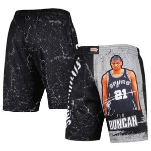 Мужские шорты Mitchell & Ness Tim Duncan Black San Antonio Spurs Hardwood Classics Player Burst