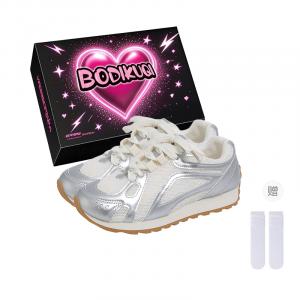 Boldi Kuki Женские повседневные туфли-лодочки серебристые (в коробке с носками), цвет Silver (Box+Socks)