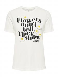 ONLY Футболка 'ONLCILLE DAISIES' в цвете Off White