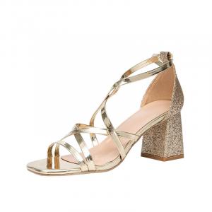 Сандалии женские с одним ремешком, золотистые CAOT, Gold 7Cm