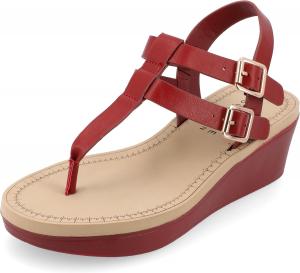Женские сандалии Journee с ремешком на щиколотке, платформой и застежкой-пряжкой, комфортный клиновидный каблук, модель Bianca Journee Collection, красный