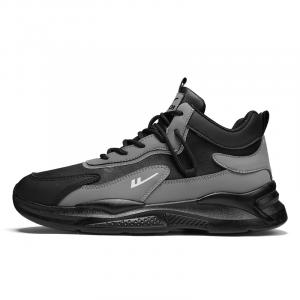 Warrior Термоамортизирующие Высокие Повседневные Кроссовки Мужские Чёрно-Серые, Чёрно-Серые с Флисовой Подкладкой