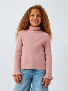 Детский ребристый свитер с высоким воротником John Lewis, Pink