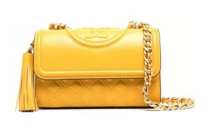 Сумка через плечо из овчины, желтая, TORY BURCH