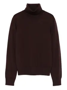 Свитер из шерсти мериноса с высоким воротником ALPHA STUDIO, коричневый