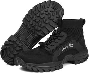 Мужские походные кроссовки для улицы с дышащей сеткой, для бега по тропам, удобные водонепроницаемые трекинговые туфли, легкие походные ботинки без шнурков для плавания и водных видов спорта Qacksv, черный